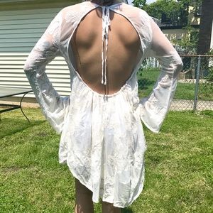 Free People open back bell sleeve high-low dress